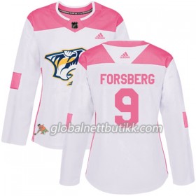 Nashville Predators Hockeydrakt Filip Forsberg 9 2017-2018 Hvit Rosa Fashion Adidas Authentic - Dame